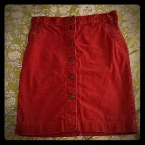 NWOT J. Crew Corduroy Button-up Knee Length Skirt